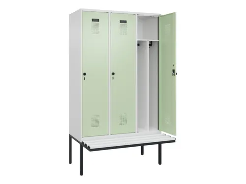 locker met bank,voor scheiding van kleding,HxBxD 2120x1200x815mm,3vak