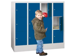lockerkast,HxBxD 1187x1200x500mm,4x3vakken,RAL7035,front RAL7016 - 1
