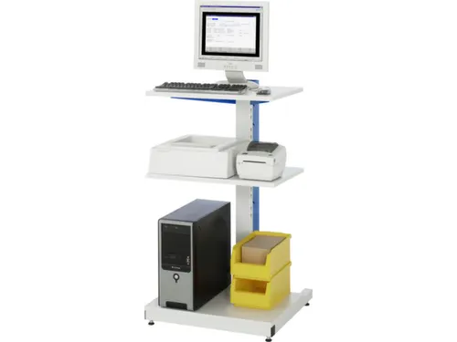 pc-station,HxBxD 1140x650x650mm,3legb.,niveaus lichtgrijs