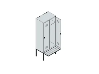 locker met bank,HxBxD 2120x800x815mm,2vak,vak B 400mm,draaigrendel - 5