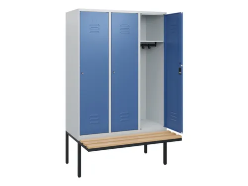 locker met bank,HxBxD 1950x1200x815mm,3vak,vak B 400mm,cil.-slot