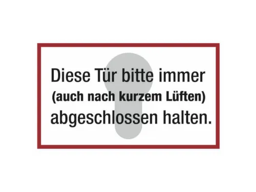 deurbord,Deze deur altijd (ook na kort luchten),folie,rood/wit/zwart
