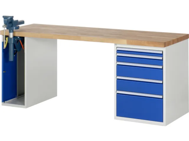 werkbank,HxBxD 890x2000x700mm,beukblad,draagverm. 750kg,2containers