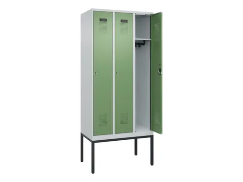 locker,HxBxD 2120x900x500mm,3vak,vak B 300mm,cil.-slot,voetonderstel