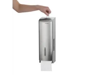 toiletpapierdispenser,HxBxD 377x117x130mm,v. 3rol(len),behuizing RVS - 6