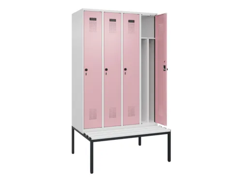 locker met bank,voor scheiding van kleding,HxBxD 2120x1200x815mm,4vak