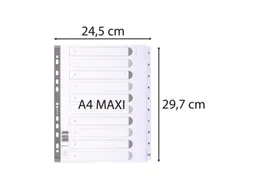 Bedrukte tabbladen karton 160g A4 Maxi 10-delig 1-10 Wit -