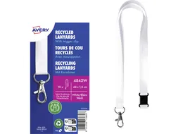 Lanyard Avery rPET wit 440x15mm met karabijnhaak 10 stuks