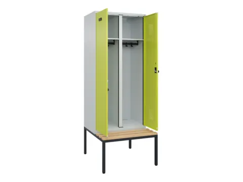 locker met bank,voor scheiding van kleding,HxBxD 2120x800x815mm,2vak