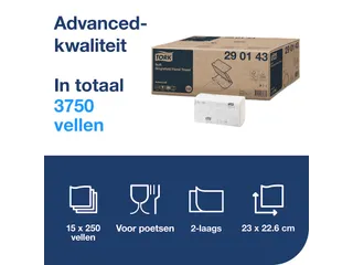 Tork 290143 Handdoek Advanced H3 Z-vouw 2-laags Soft Wit 15x250 stuks - 5