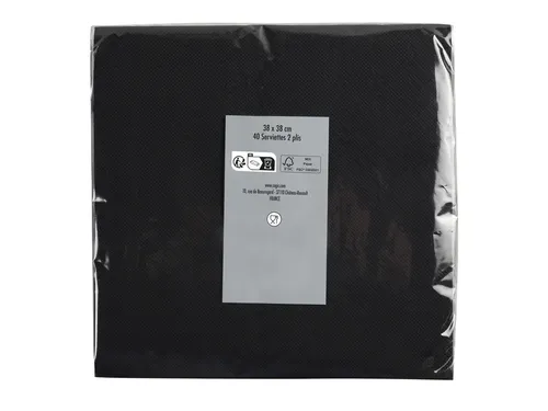 Servet Pronappe 1/4 vouw 2-laags 380x380mm 40 vel zwart