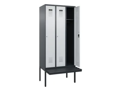 locker met bank,HxBxD 2120x900x815mm,3vak,vak B 300mm,cilinderslot