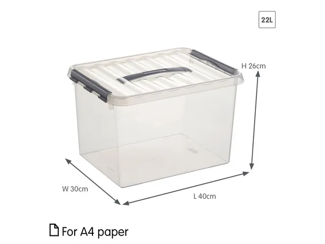 Q-line opbergbox 22L transparant grijs - 40x30x26cm