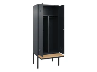 PBM-locker met bank,HxBxD 2120x800x815mm,2vak,vak B 400mm,cil.-slot - 2