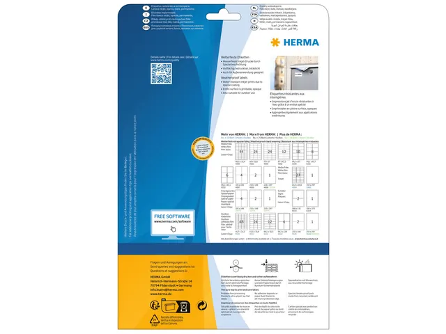 HERMA 4598 Weerbestendige Inkjet-etiket A4 105x148mm Wit 40 stuks