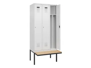 locker met bank,voor scheiding van kleding,HxBxD 2120x900x815mm,3vak - 1