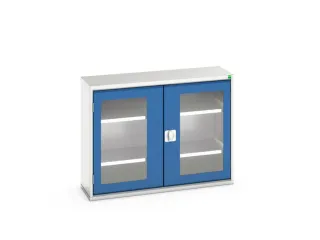 vitrinekast 800x1050x350mm 2xStalen bodem romp RAL7035 front RAL5010 - 1