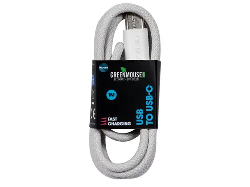 Kabel Green Mouse USB-A naar USB-C data Woven 1m
