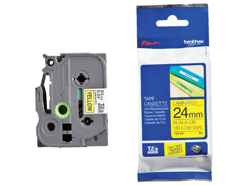 Labeltape Brother P-touch TZe-651 standaard 24mm zwart op geel