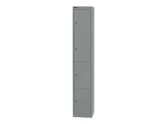 lockerkast,HxBxD 1802x305x305mm,1x4vakken,cil.-slot,romp zilverkleurig