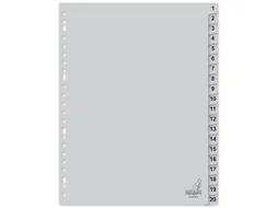 Tabblad Kangaro A4 cijfers PP 120 micron grijs 23-gaats 20-delig EB