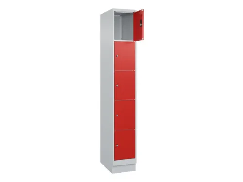 lockerkast,HxBxD 1950x300x500mm,1x5vakken,vak B 300mm,cil.-slot,sokkel