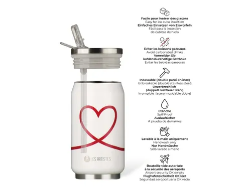 Thermosbeker Les Artistes Paris blik 280ml Love met rietje