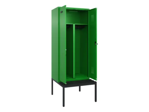 PBM-locker met bank,HxBxD 2120x800x815mm,2vak,vak B 400mm,draaigrendel