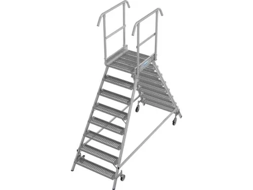 bordestrap,verrijdbaar,bordes H 1,95m,2x8treden m. R13-laag,aluminium