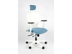 Bureaustoel EN1335 Linea Tekna White 01/PT l.blauw/wit Hoofdsteun
