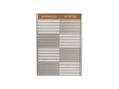 Menoor In-Uit bord 20 namen Aluminium Aanwezig/Afwezig Houtlook