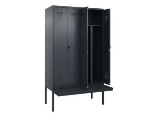 PBM-locker met bank,HxBxD 2120x1200x815mm,4vak,vak B 300mm - 1