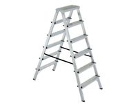 dubbele aluminium ladder beide zijden 2x6treden bordes H 1 3m