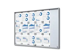 Vergrendelbaar notitiebord Indoor Slim 18xA4 met Schuifdeuren Zilver