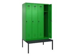locker met bank,HxBxD 2120x1200x815mm,4vak,vak B 300mm,draaigrendel