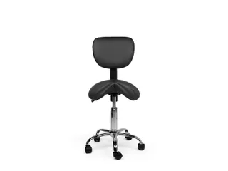 Zadelkruk Office rugleuning laag harde wielen zwart - 3