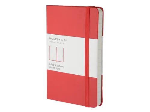 Notitieboek Moleskine pocket 90x140mm lijn hard cover scarlet red
