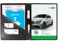 Schrijfmap Sigel A5 zwart met pen. Vak, insteekvak en blokhouder