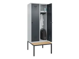 locker met bank,HxBxD 2120x800x815mm,2vak,vak B 400mm,draaigrendel