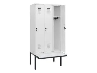 locker met bank,HxBxD 1950x900x815mm,3vak,vak B 300mm,draaigrendel - 1