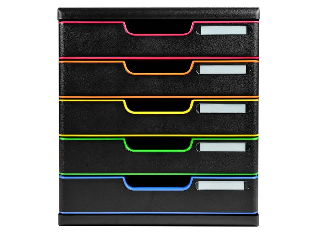 Module de classement Modulo Black Office 5 tiroirs fermés - Noir/arle