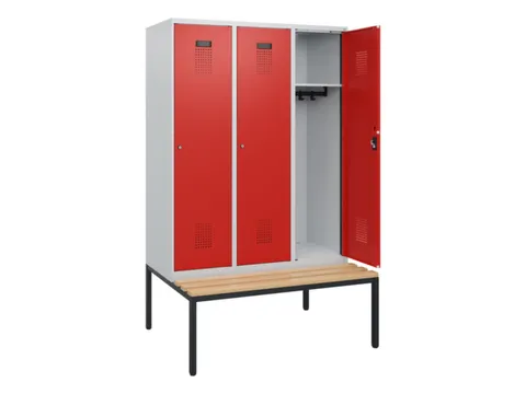 locker met bank,HxBxD 1950x1200x815mm,3vak,vak B 400mm,cilinderslot