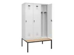 locker met bank,voor scheiding van kleding,HxBxD 2120x1200x815mm,3vak