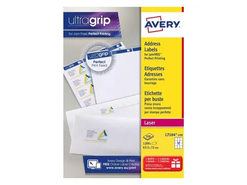 Adresetiket Avery QuickPeel L7164-100 63.5x72mm Wit 1200 stuks