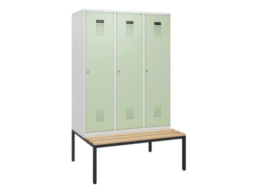 locker met bank,HxBxD 1950x1200x815mm,3vak,vak B 400mm,cilinderslot