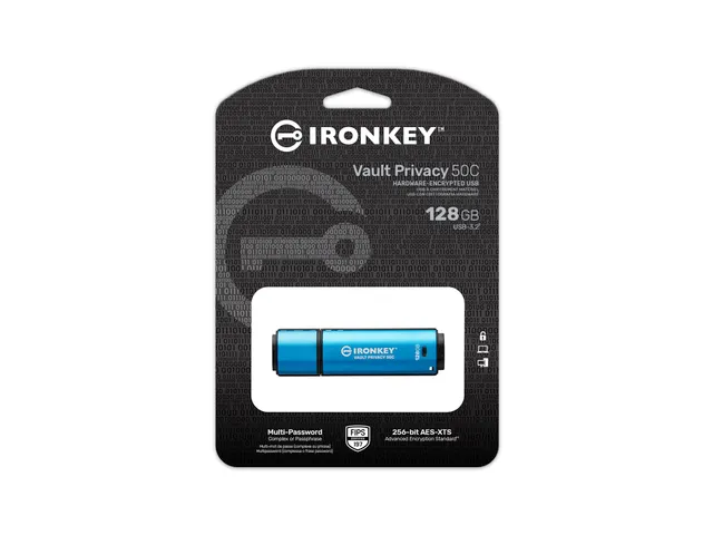 128GB USB-C IronKey Vault Privacy 50C AES-256 versleuteling, FIPS 197