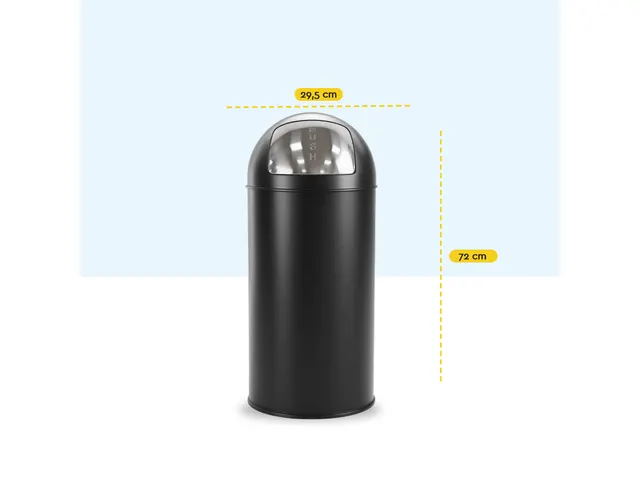 BRASQ PB230+ Push Bin Prullenbak 30 Liter Zwart