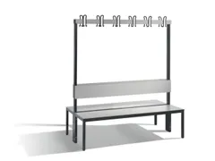 omkleedbank,HxLxD 1710x1500x760mm,HPL zilvergrijs,frame staal RAL7021