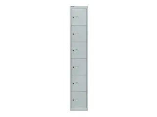 lockerkast,HxBxD 1802x305x305mm,1x6vakken,cil.-slot,romp lichtgrijs - 1