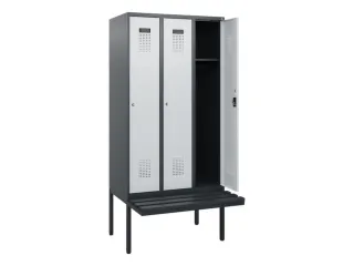 locker met bank,HxBxD 1950x900x815mm,3vak,vak B 300mm,cilinderslot - 1